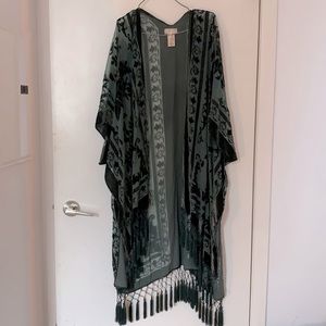 Free People Nightbird Burnout Kimono Jade Combo
